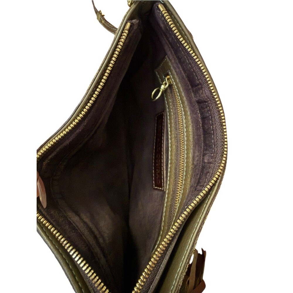 Kendall Conrad Olive Green Suede Tassel Crossbody Bag Leather Boho Luxury - Picture 6 of 8